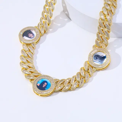 IOTF Cuban Link With Linked 3 Custom Photos 19mm Thick Necklace