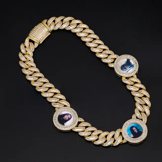 IOTF Cuban Link With Linked 3 Custom Photos 19mm Thick Necklace